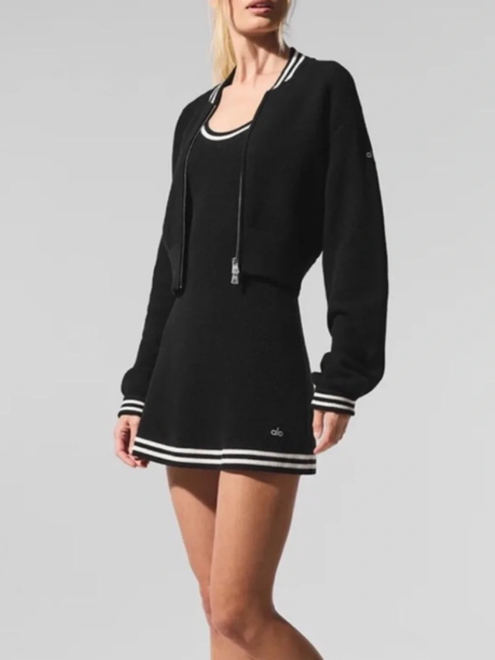 ALO Tennis Club Sweater-Knit Full-Zip Cropped Jacket Size S NWOT